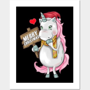 Unicorn Merry Christmas Cap Unicorn Clothing Gift Posters and Art